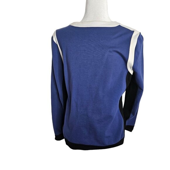 Soft Surroundings Jacket Size Medium Blue Colorblock Ponte Knit Pockets - Picture 2 of 10